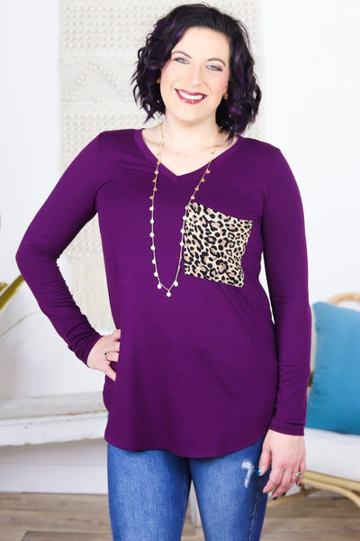Leopard Pocket Long Sleeve Top