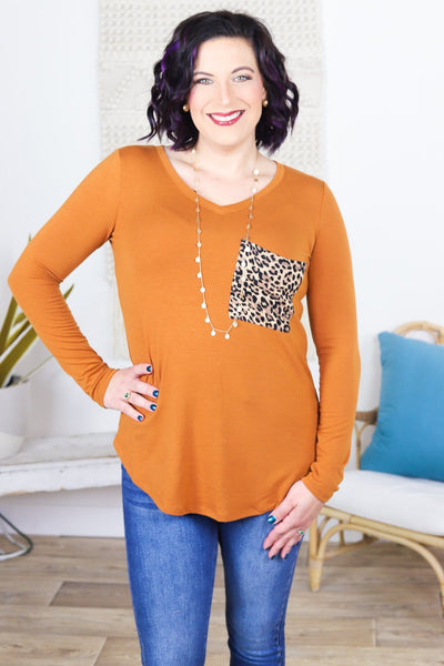 Leopard Pocket Long Sleeve Top