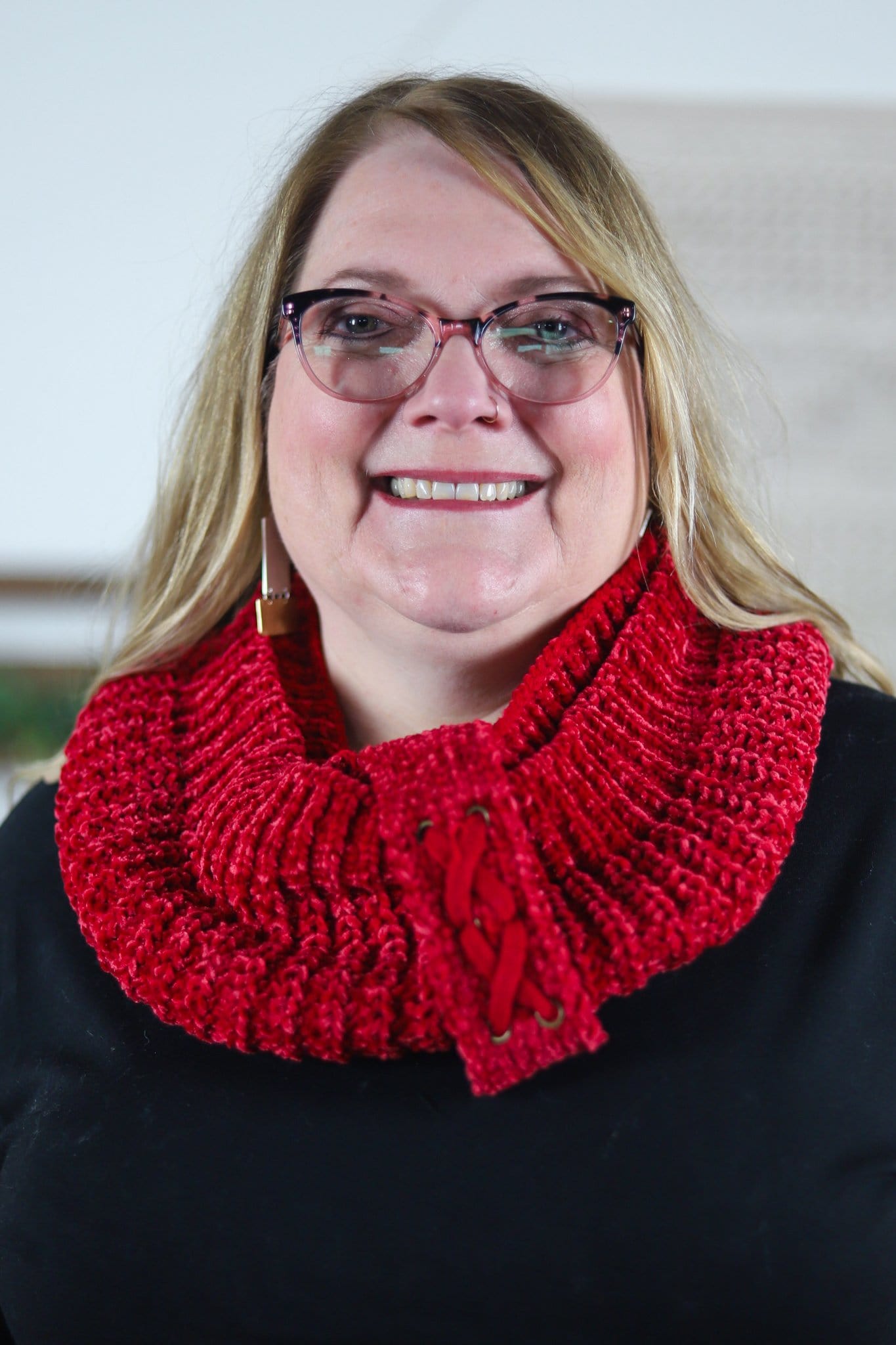 Red Velour Infinity Scarf