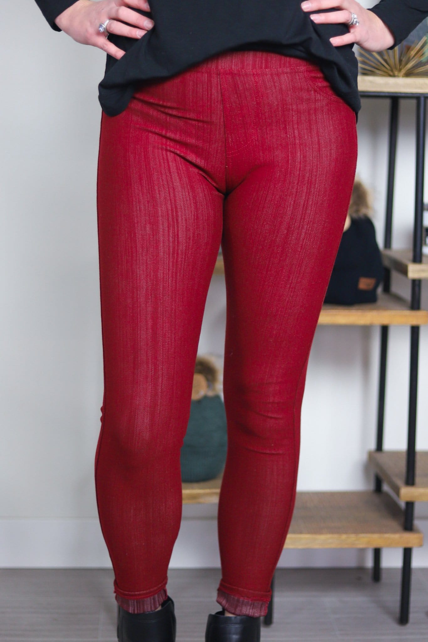 *Limited Edition* Burgundy Denim Legging One-Size