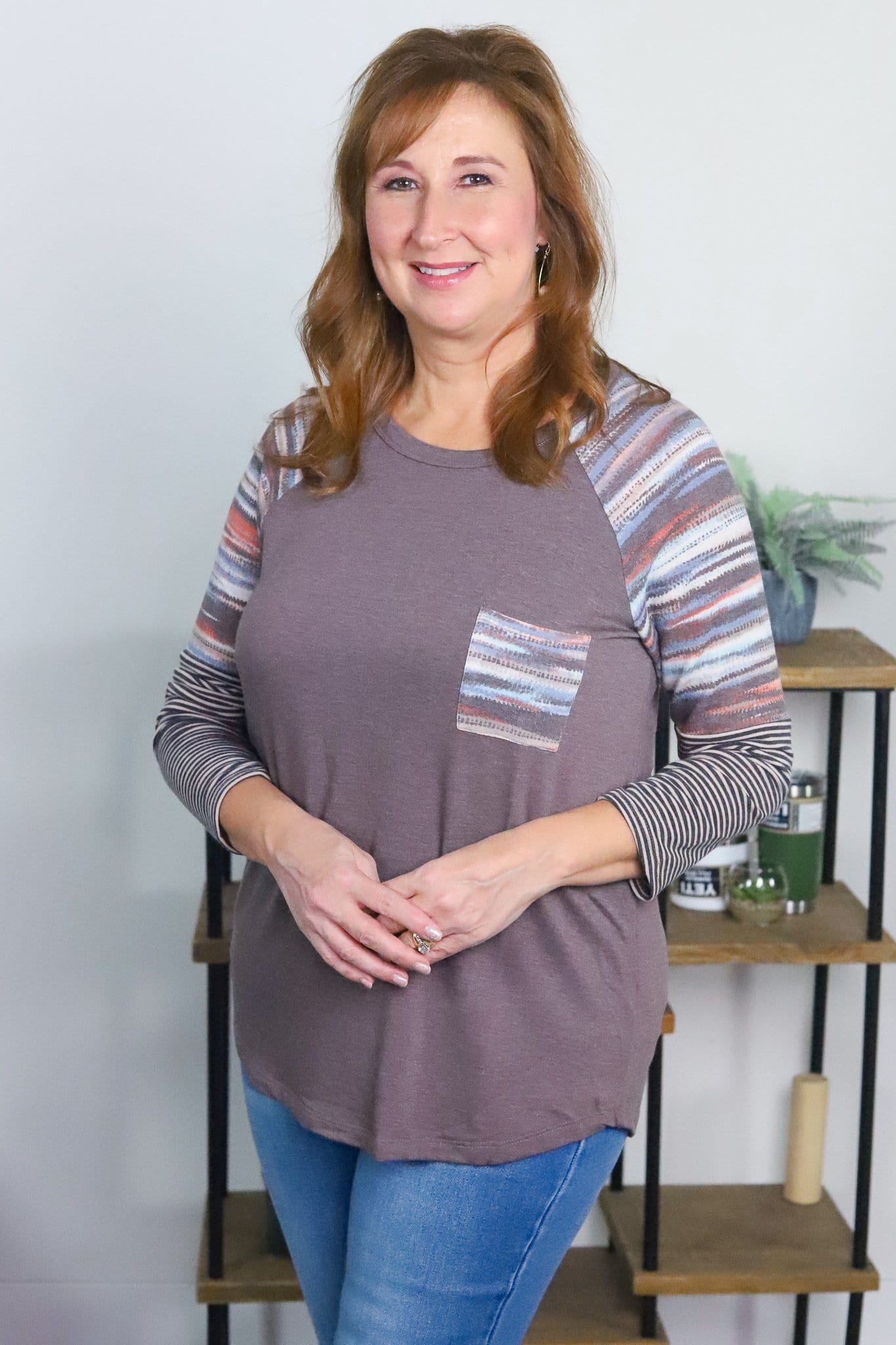 Raglan Multi Stripe Block Top