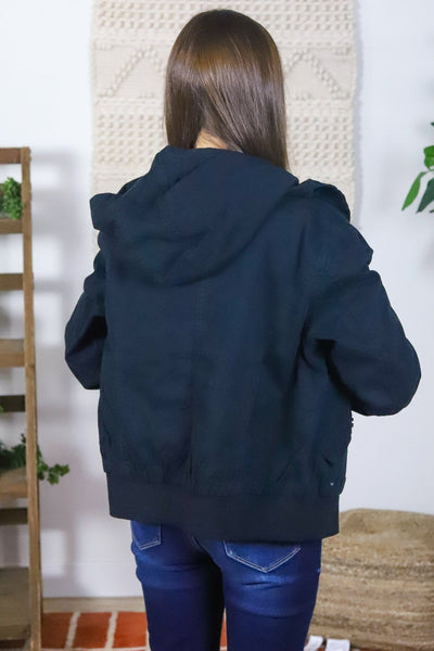 Black Hoodie Bomber Jacket