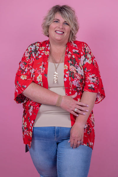 Red Floral Kimono
