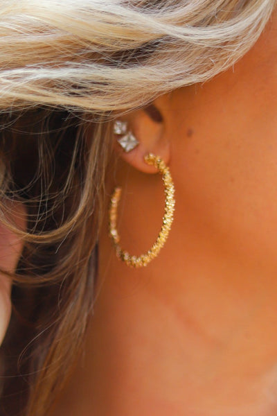 Gold Texture Hoop Earring