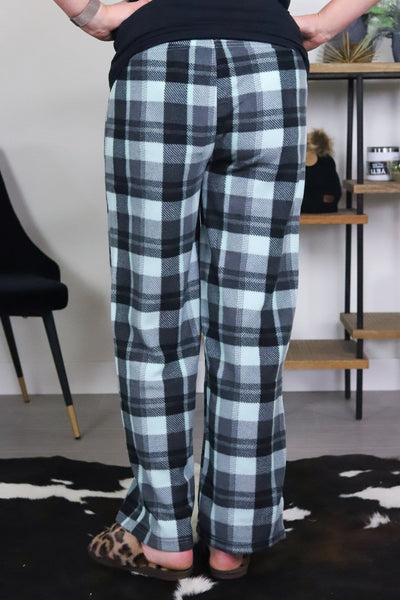 Mint & Black Check Fleece PJ Pant