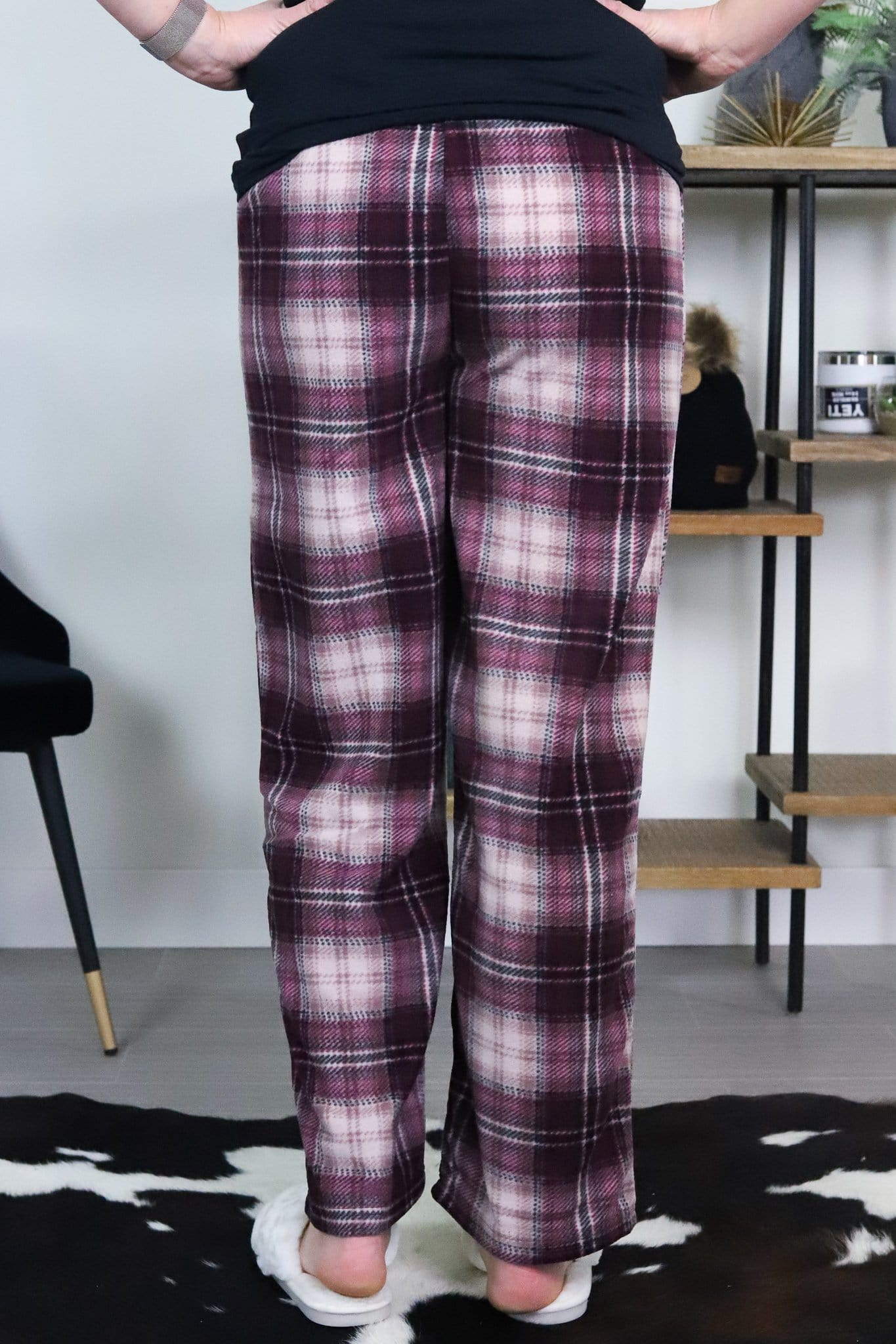 Burgundy Plaid Fleece PJ Pant