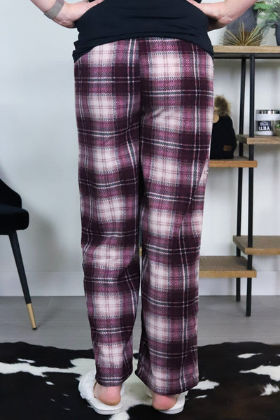 Burgundy Plaid Fleece PJ Pant