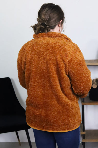 Camel Teddy Zip Up Jacket