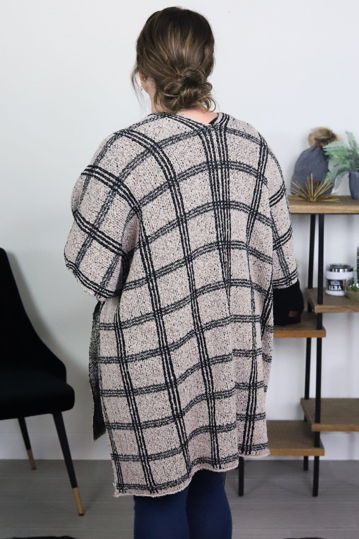 Windowpane Plaid Kimono