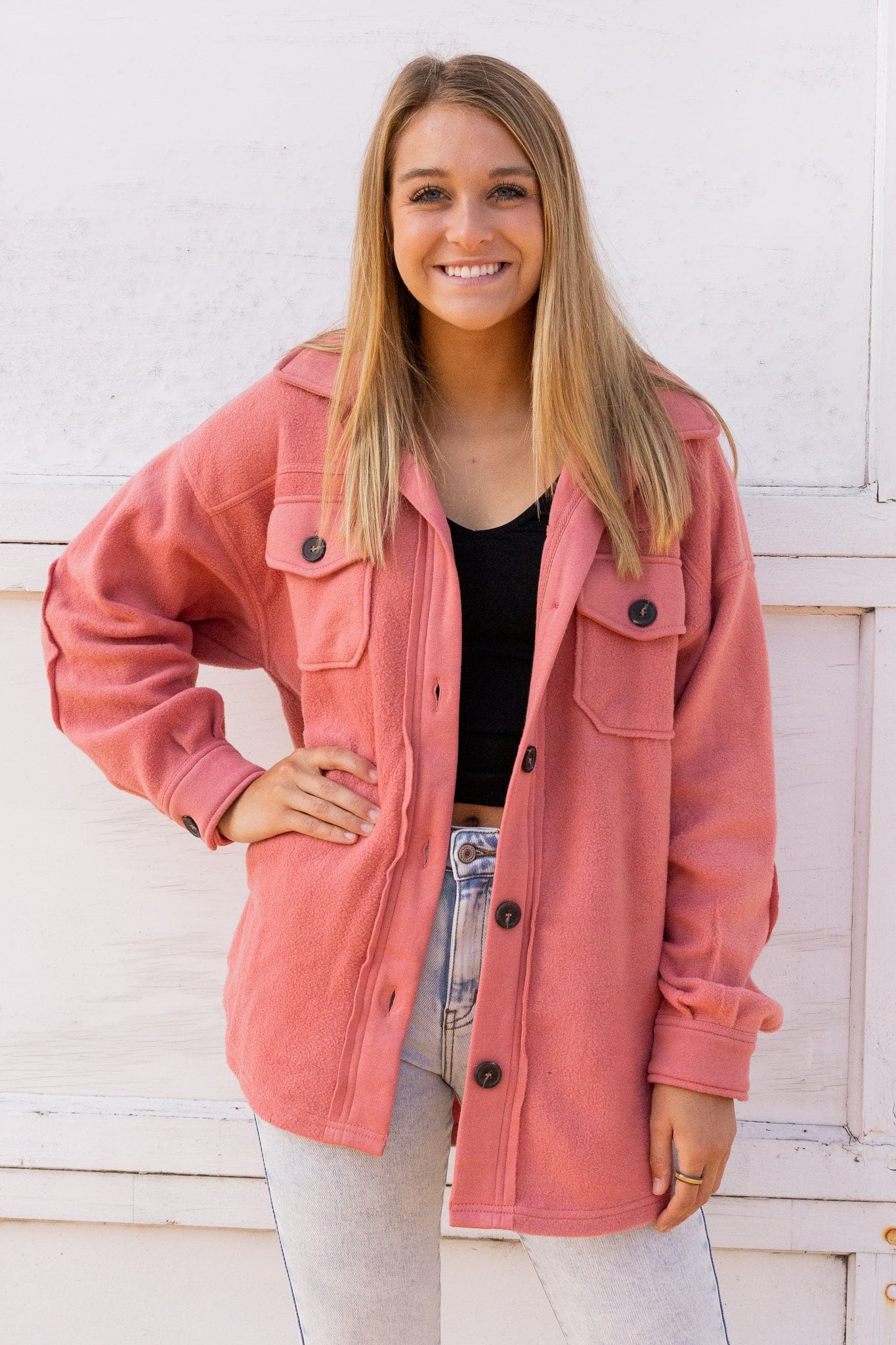 Ash Rose Fleece Shacket