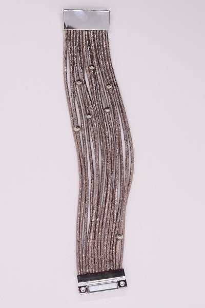 Silver Sparkle Layered Magnetic Bracelet