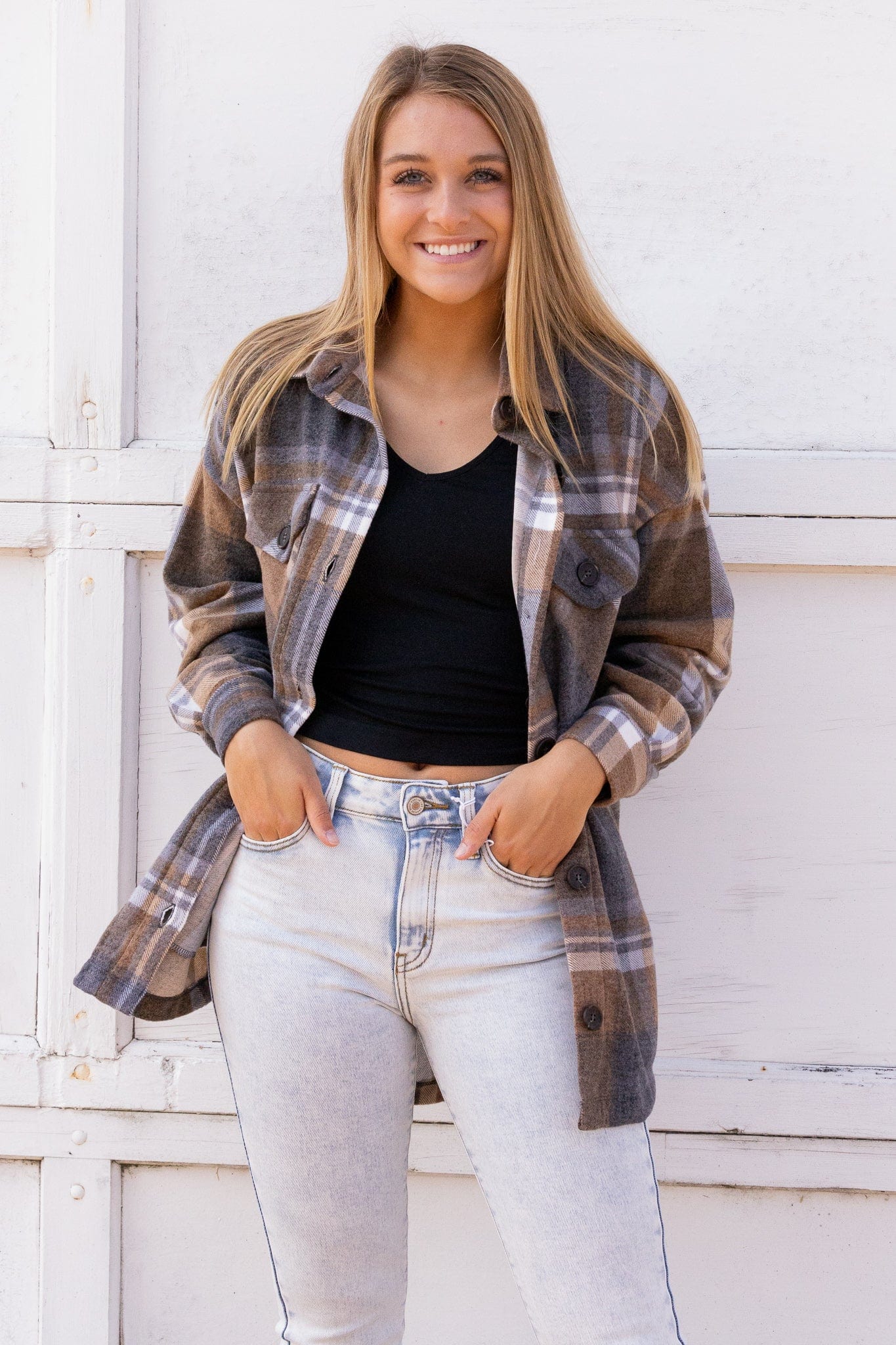 Brown Plaid Shacket