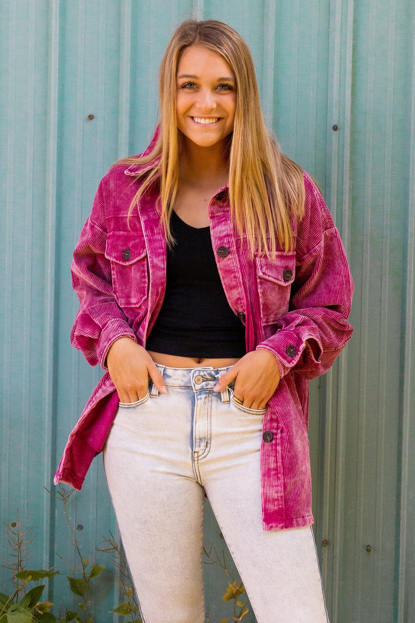 Magenta Denim Shacket