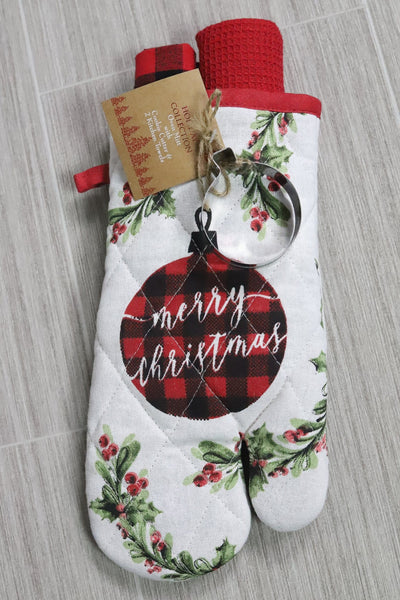 4PK Holiday Oven Mitt & Towel Set