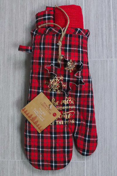 4PK Holiday Oven Mitt & Towel Set
