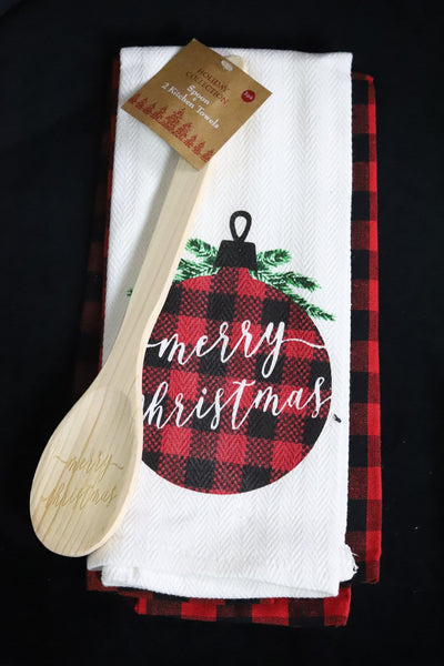 Holiday 3pk Towel & Spoon Set