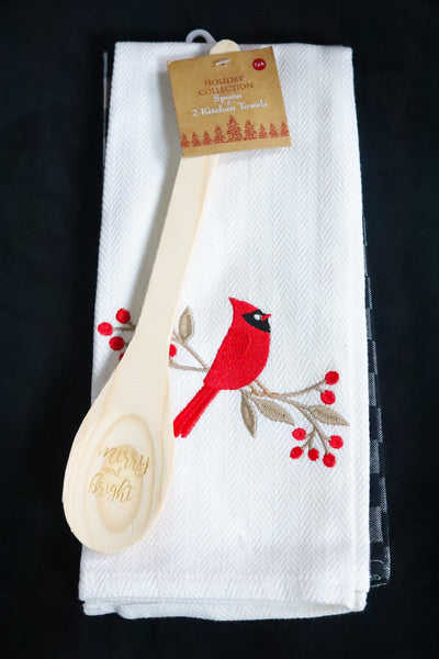 Holiday 3pk Towel & Spoon Set