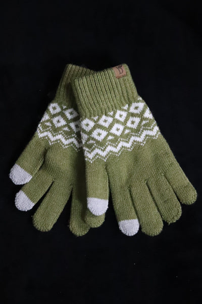 Geo Pattern Knit Touch Gloves