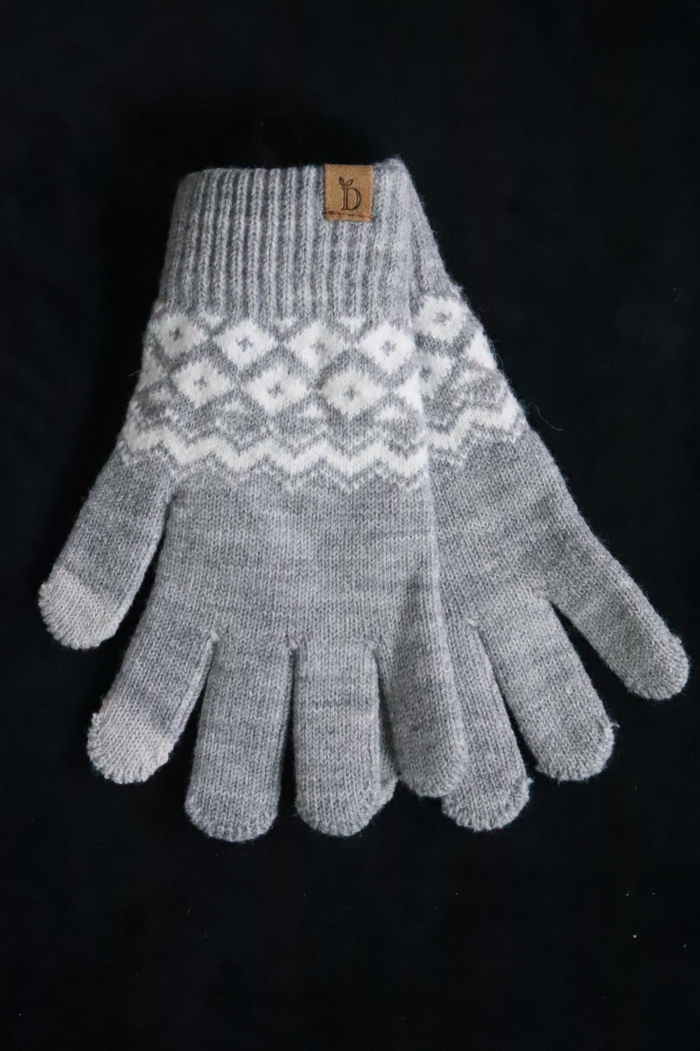 Geo Pattern Knit Touch Gloves