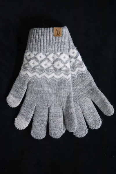 Geo Pattern Knit Touch Gloves
