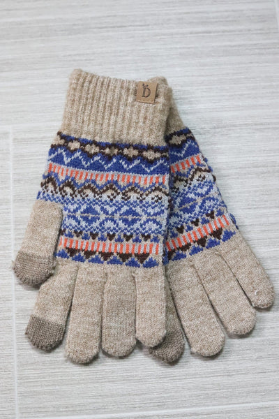 Aztec Knit Touch Gloves