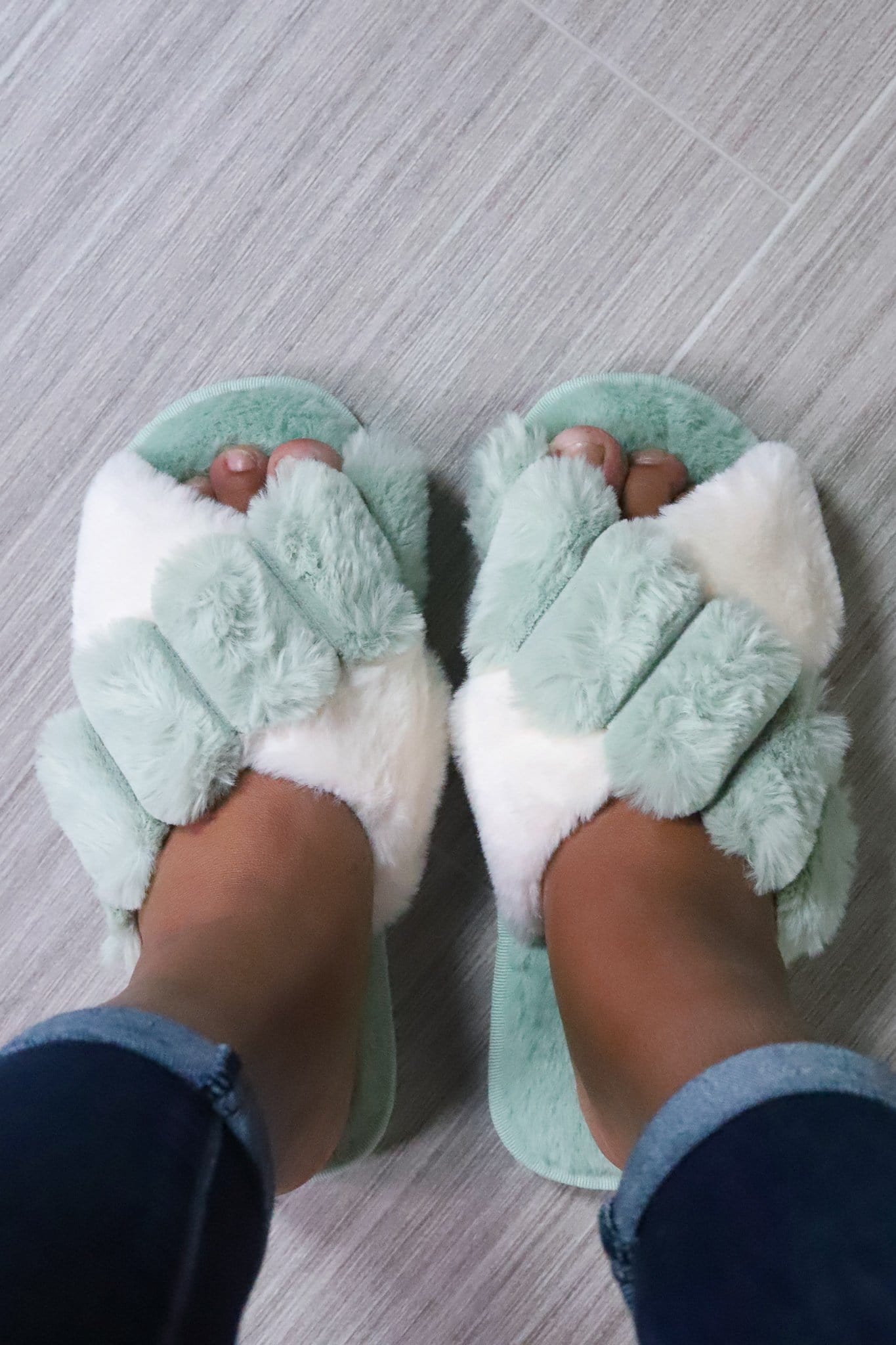 Two Tone Cross Slippers