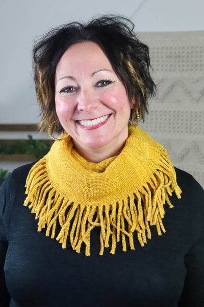 Multicolor Knit Tube Tassel Scarf