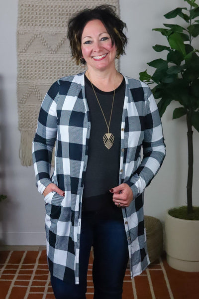 Black Buffalo Plaid Cardigan