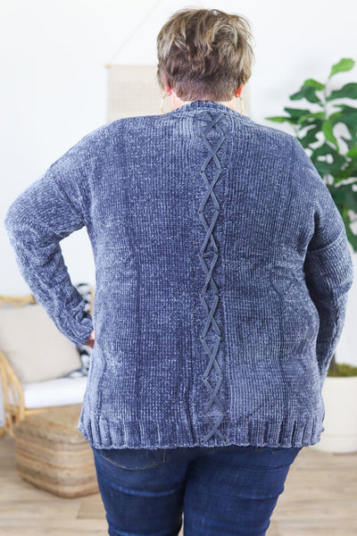 Velour Criss Cross Detail Back Cardigan