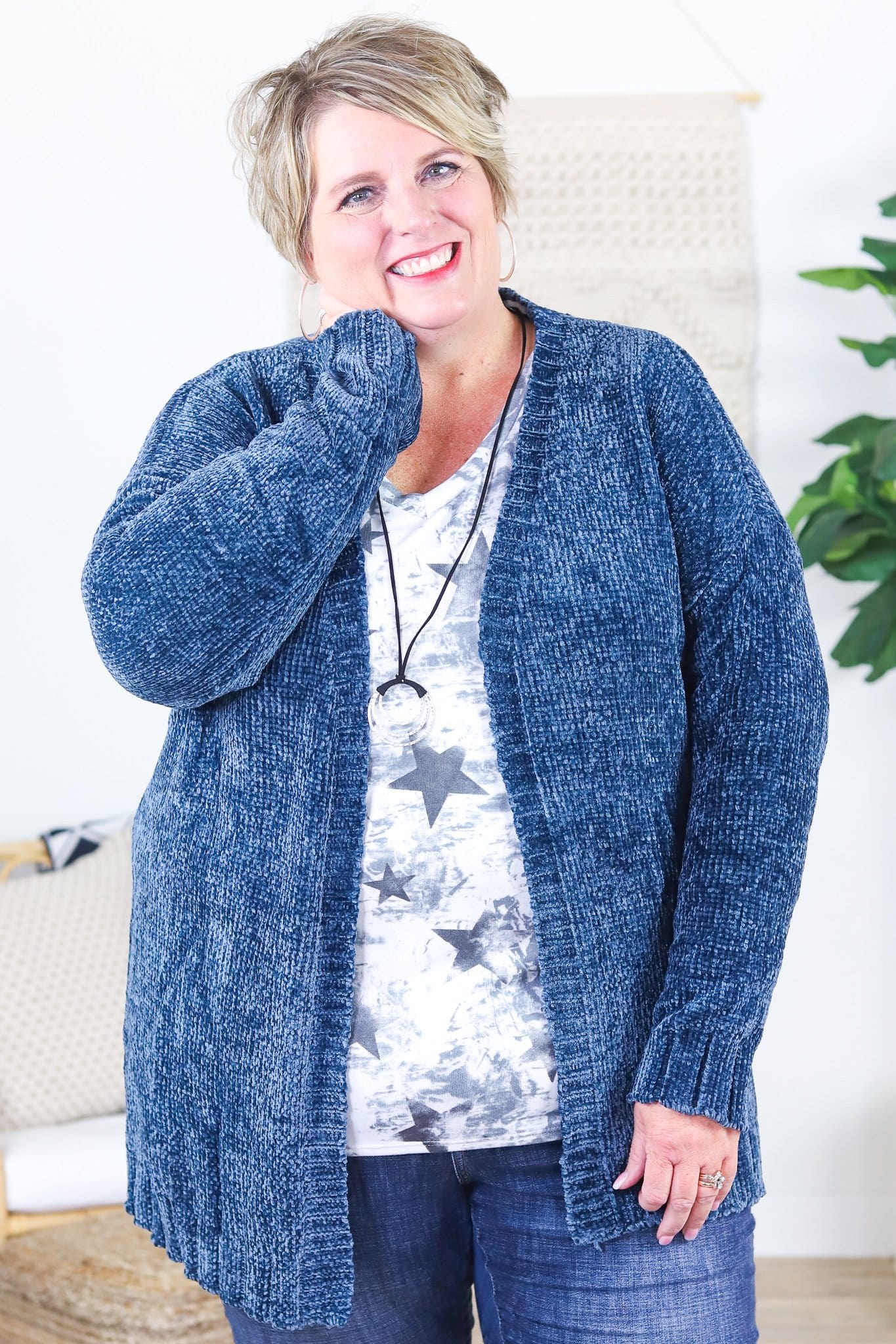 Velour Criss Cross Detail Back Cardigan