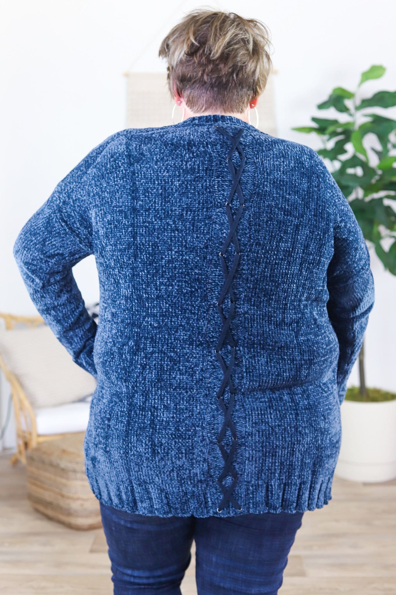 Velour Criss Cross Detail Back Cardigan