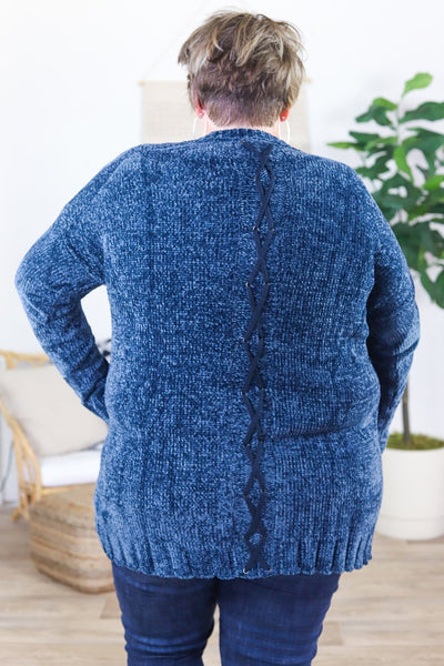 Velour Criss Cross Detail Back Cardigan