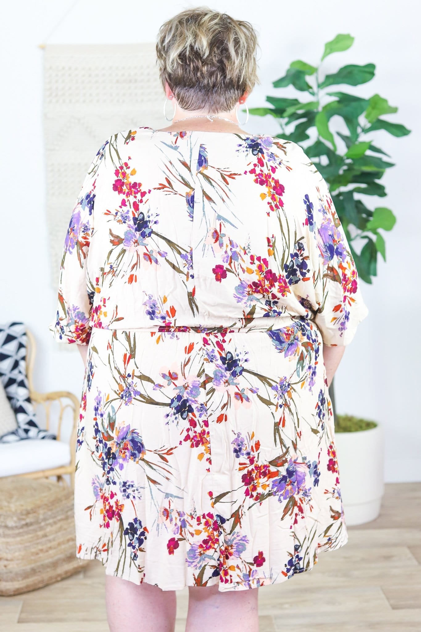 Fall Floral Dolman Sleeve Dress
