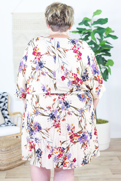 Fall Floral Dolman Sleeve Dress