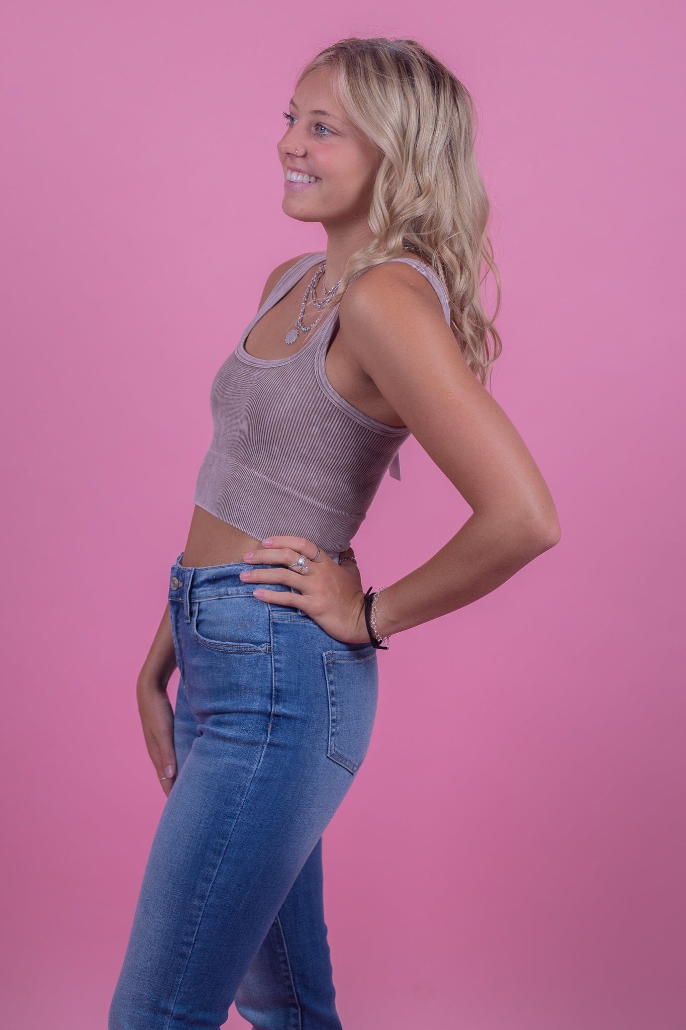 Mocha Ribbed Square Neck Crop Top
