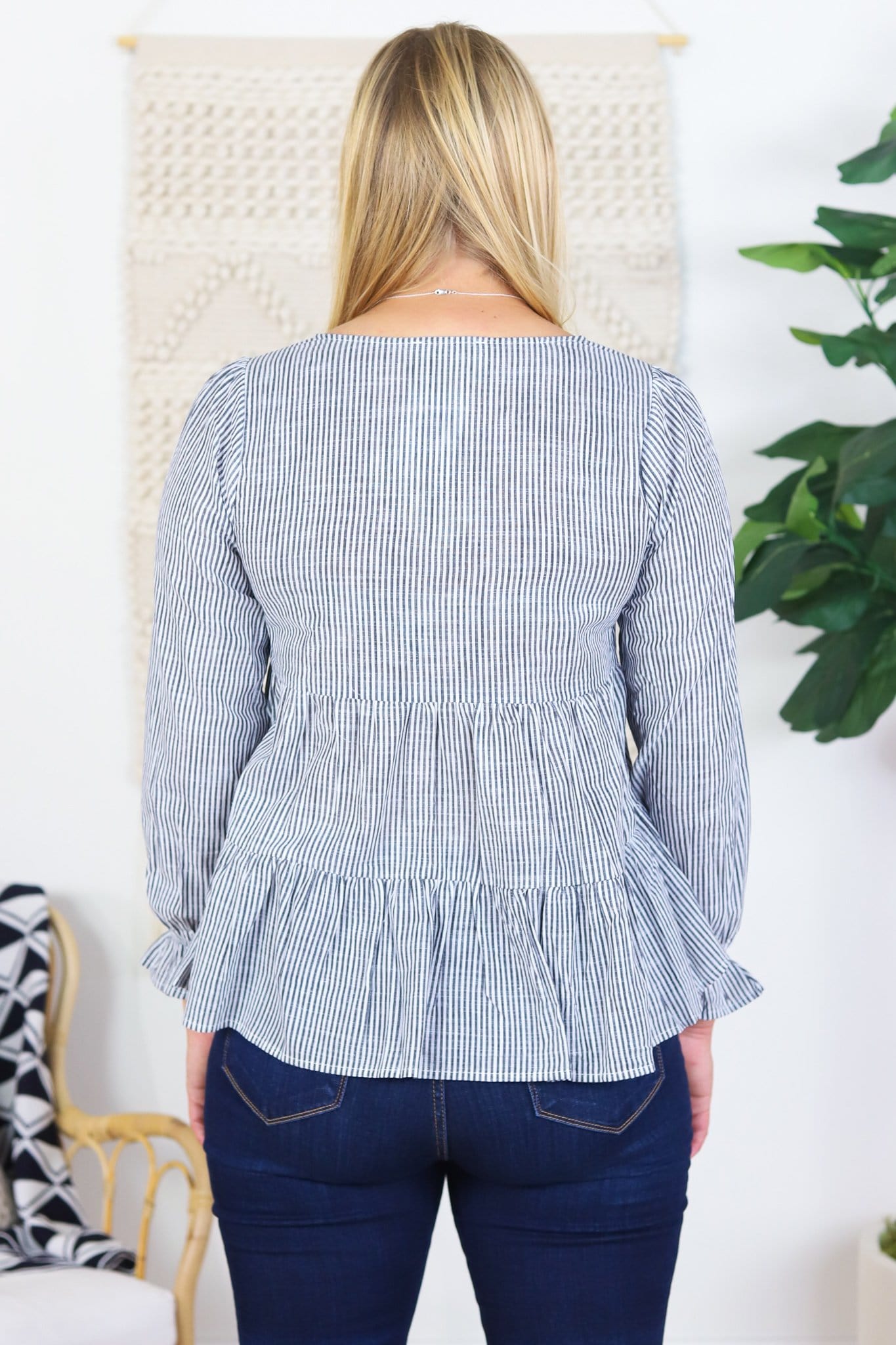 Fall Embroidered Charcoal Babydoll Top