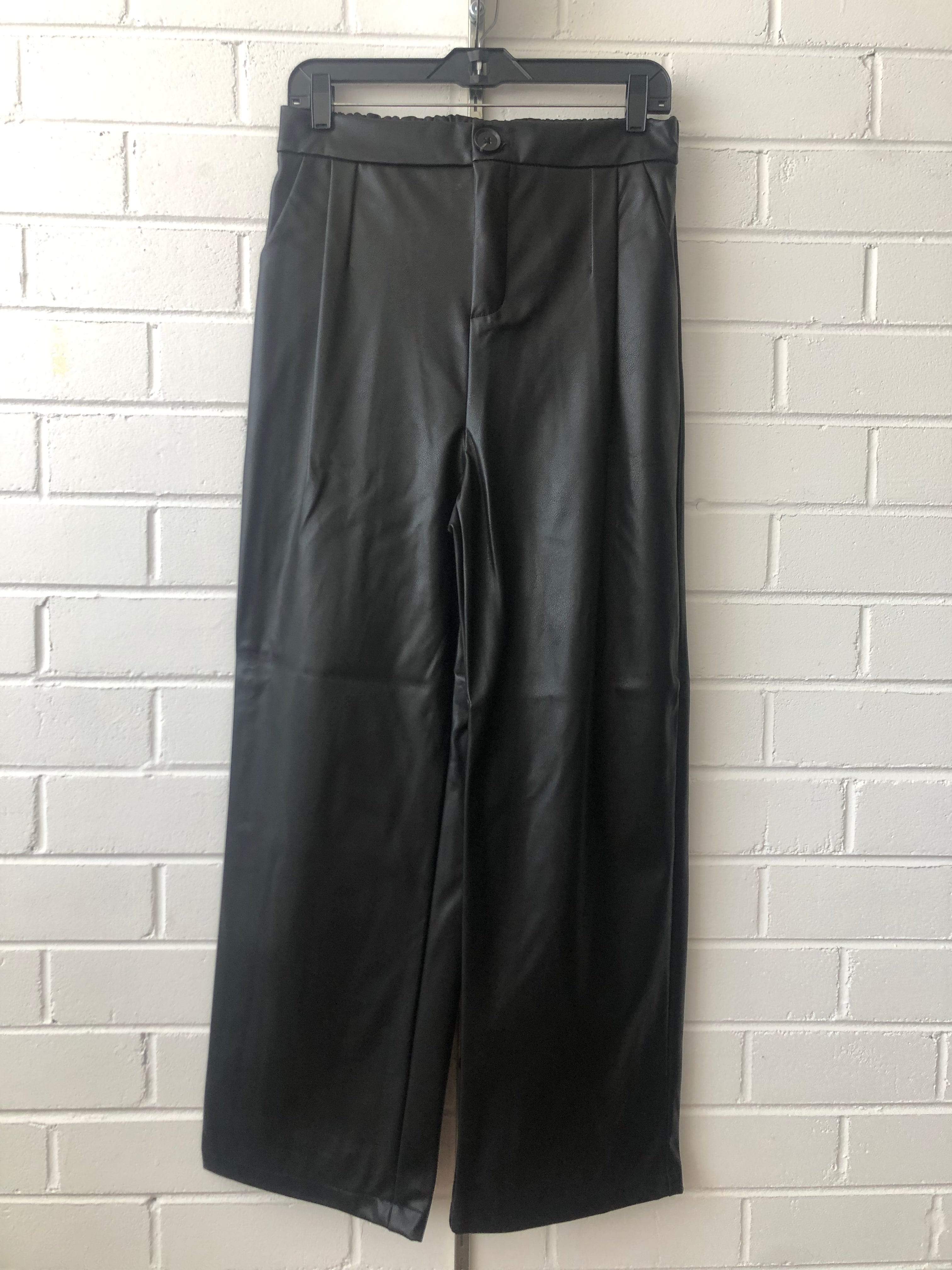 Black Faux Leather Straight Fit Pant