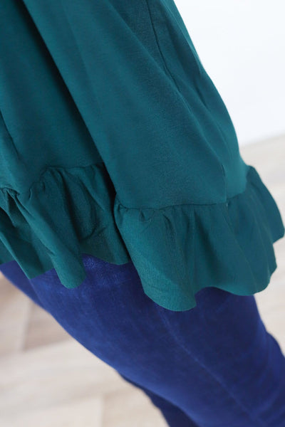 3/4 Sleeve Ruffle Hem Top
