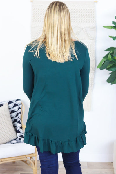 3/4 Sleeve Ruffle Hem Top