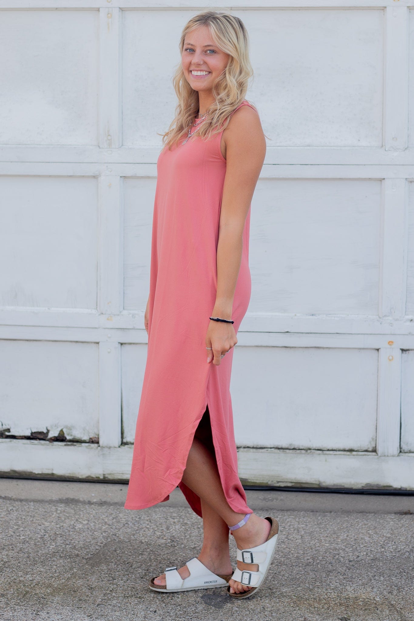 Ash Rose Side Slit Pocket Dress