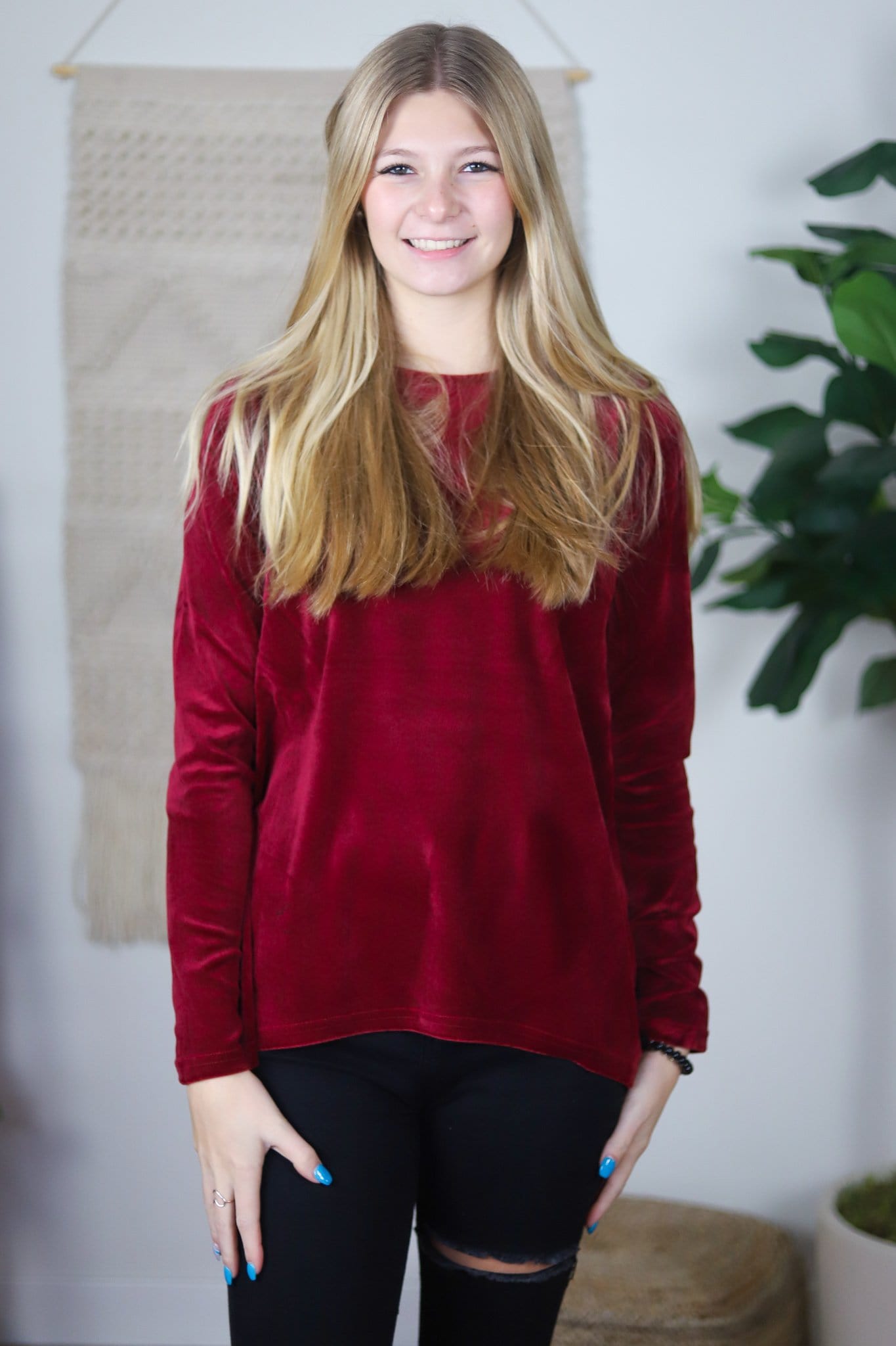 Velour Long Sleeve Top