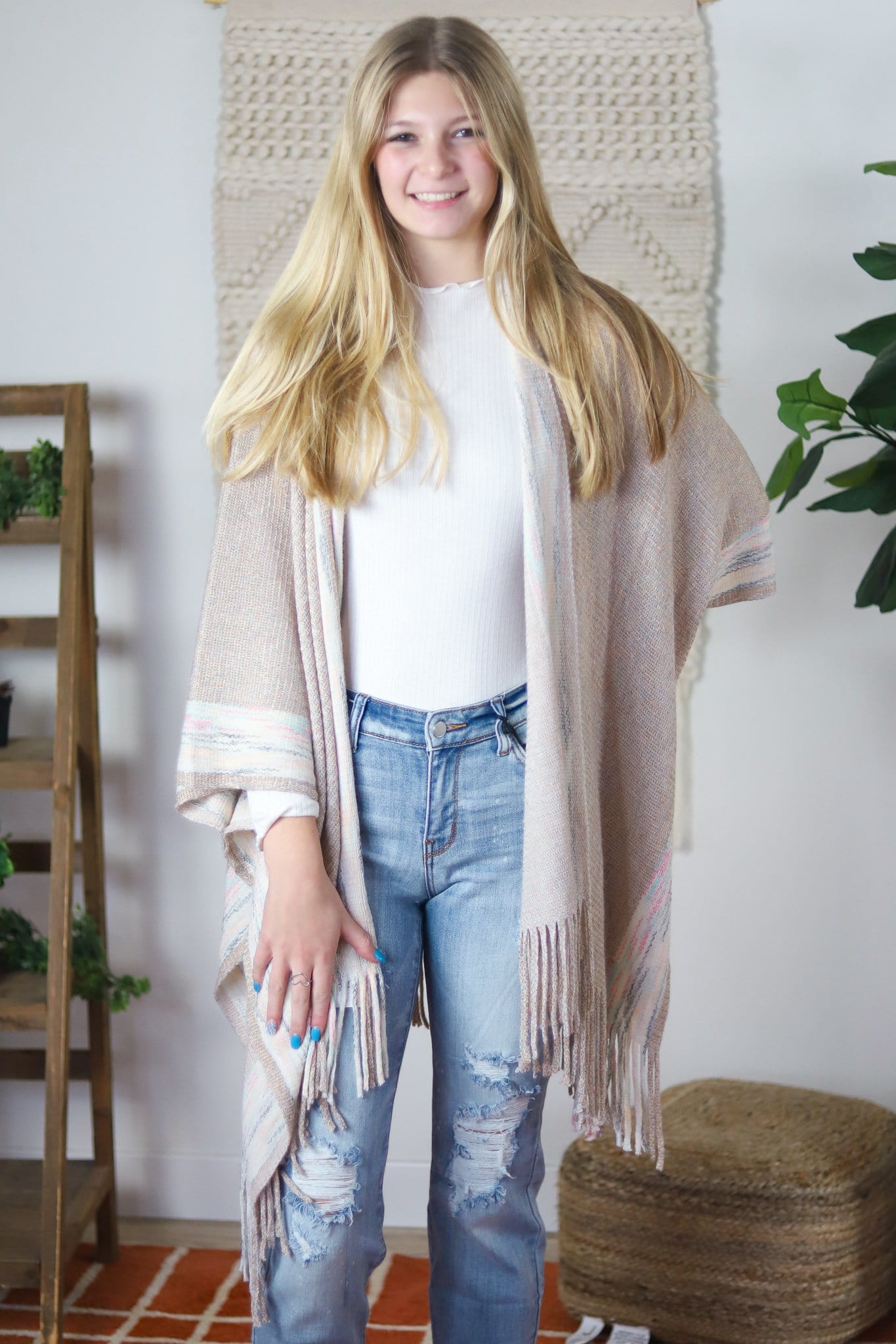 Metallic Fringe Kimono