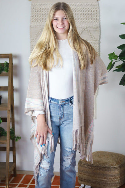 Metallic Fringe Kimono