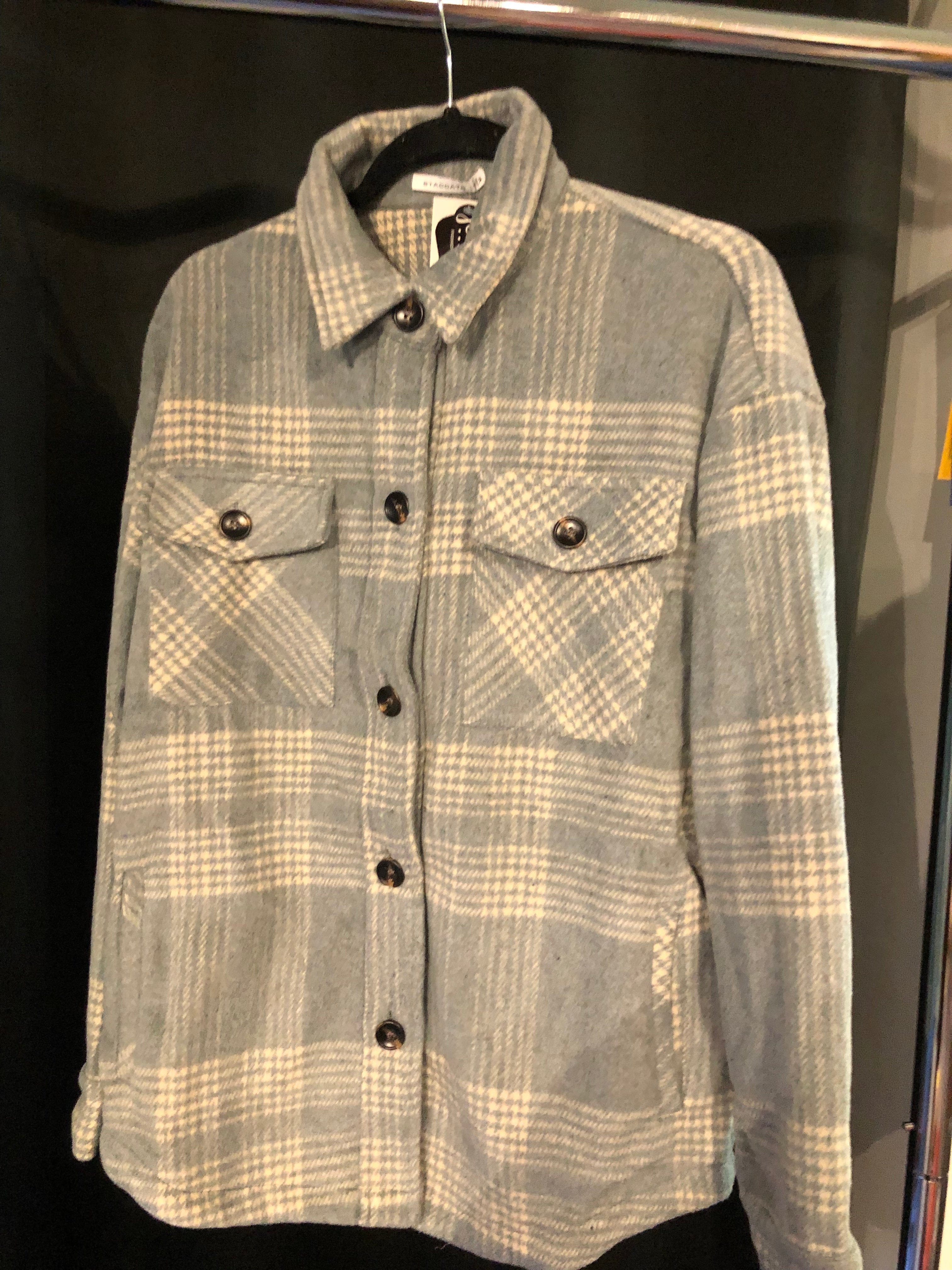 Light Grey Plaid Shacket