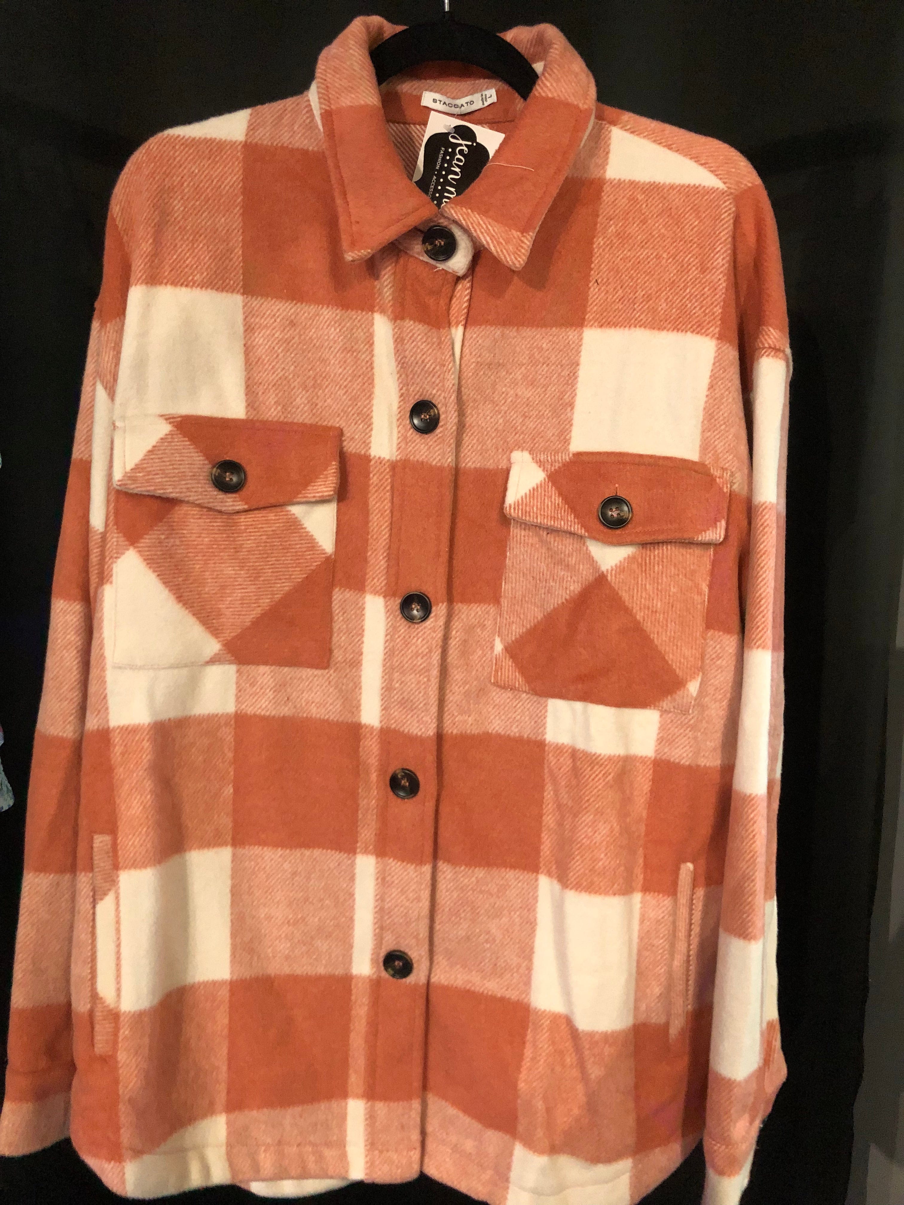 Coral & Ivory Plaid Shacket