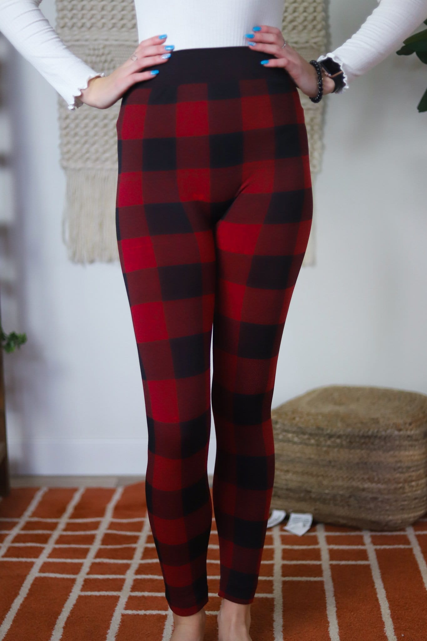 Black & Red Plaid Fleece Legging