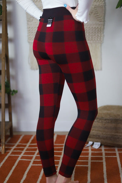 Black & Red Plaid Fleece Legging