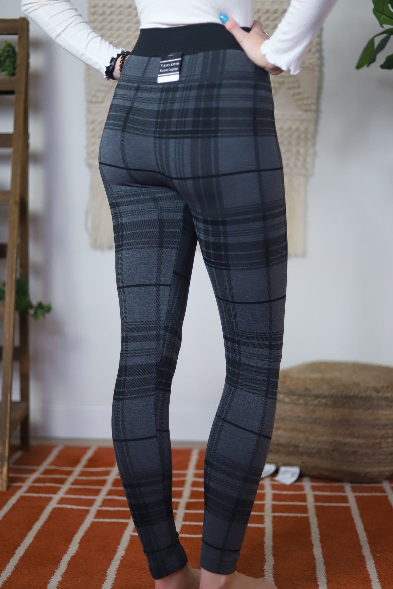 Grey Plaid Fleece Legging