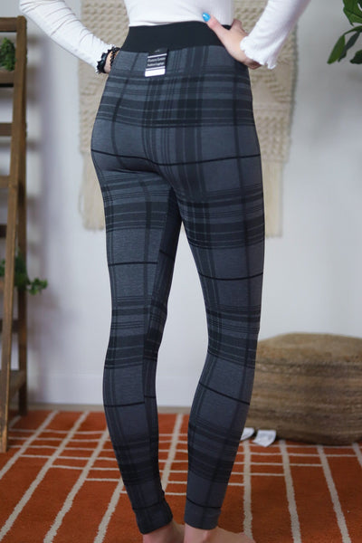 Grey Plaid Fleece Legging