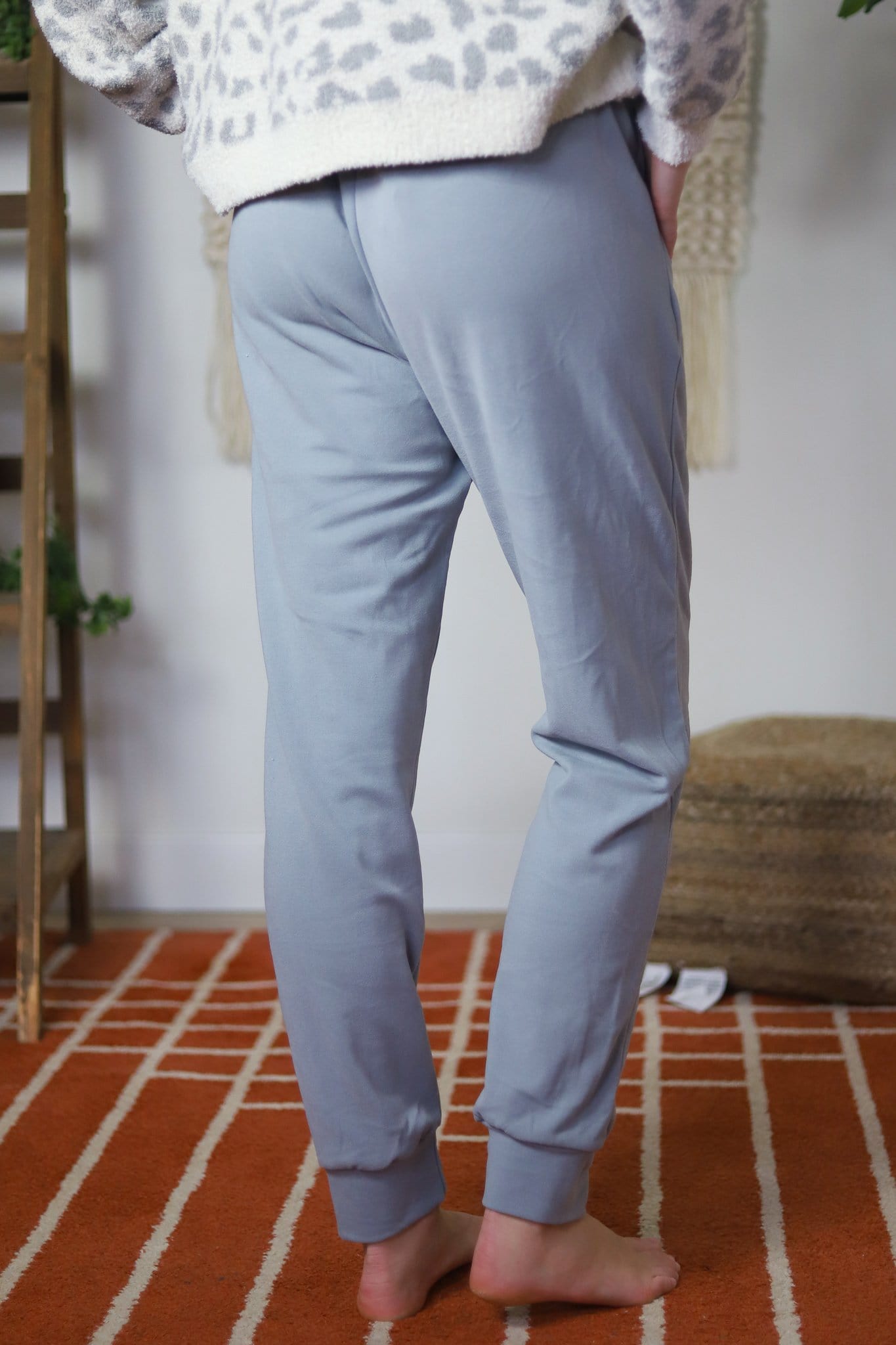 Gray Solid Brushed Jogger Pants